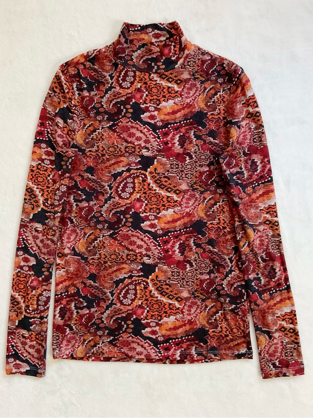 Chufy Forever Patagonia Zoe Paisley Mock Turtleneck Top Viscose Stretch